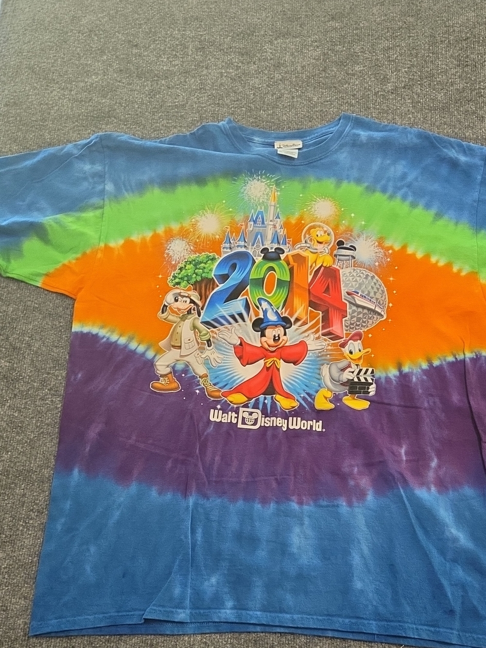2 XL Disney 2014 Tie-Dye Graphic Tee - Blue, Green, Orange, Purple